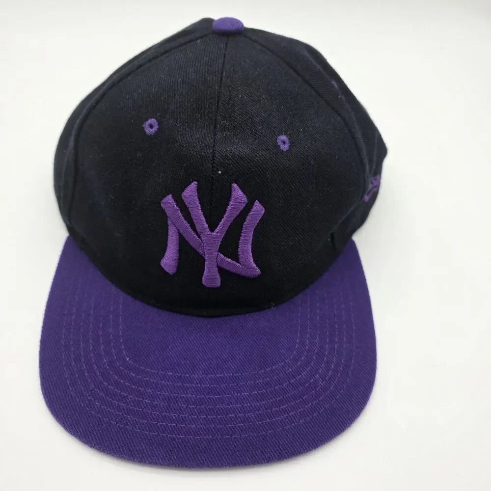 MUKA NY Yankees Black Purple Snapback Hat Flat Bill Embroidered Baseball Cap